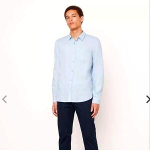 Vince Linen long sleeve buttondown shirt XL sky blue NWT